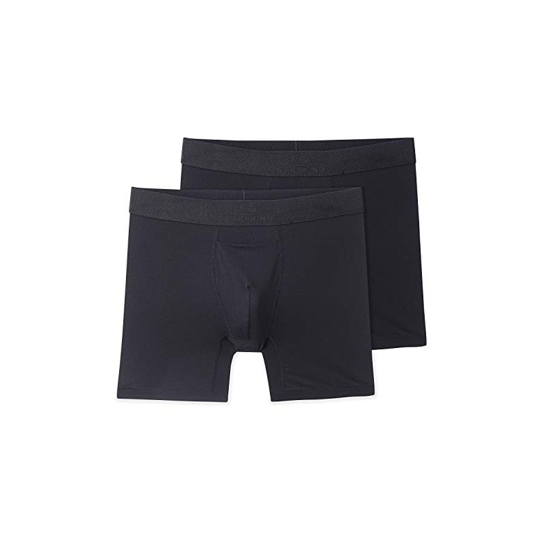 Terramar Men's Silkskins 6" Boxer Briefs, Black Air Cool, 2