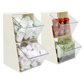 2 Pack Coffee Pod Holder K Cup Storage Coffee Bar Organizer for Home and Office Countertop Organiser Storage Bins for Coffee Station Counter Container for Tea bag Sugar Creamer Filter White