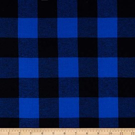 Yarn Dyed Flannel Buffalo Plaid Blue, Fabric by the Yard