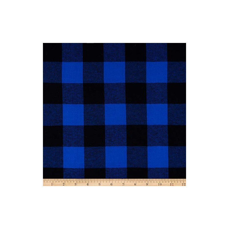 Yarn Dyed Flannel Buffalo Plaid Blue, Fabric by the Yard