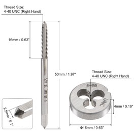 QUARKZMAN 3 Piece Tap and Die Set, 4-40 UNC Taps & Round Die Set for Nuts, Screws and Thread Repair