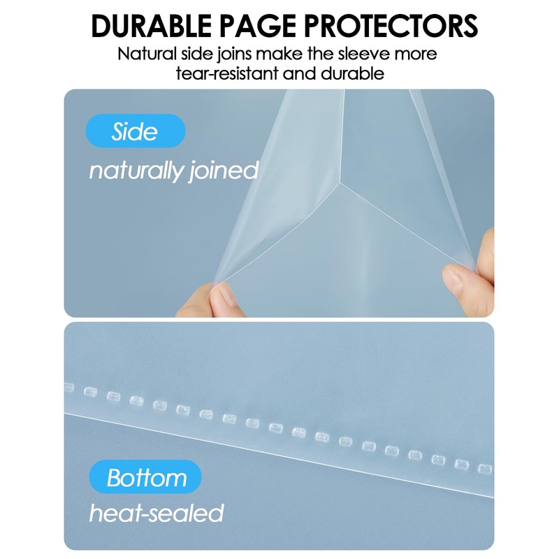 KTRIO No Holes Sheet Protectors 8.5 x 11 Inch Heavy