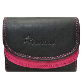 flevado Women's / Children's Wallet Mini Party Purse RFID Protection Genuine Leather Wallet (Black/Pink), black, Modern