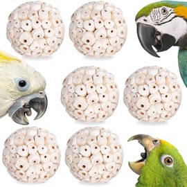 Pack de 6 Bolas Sola para pájaros, Juguete Suave y Natural para Masticar, triturar y Buscar alimento. Ideales para cacatúas, periquitos, cotorras, Conejos, cobayas y Chinchillas.