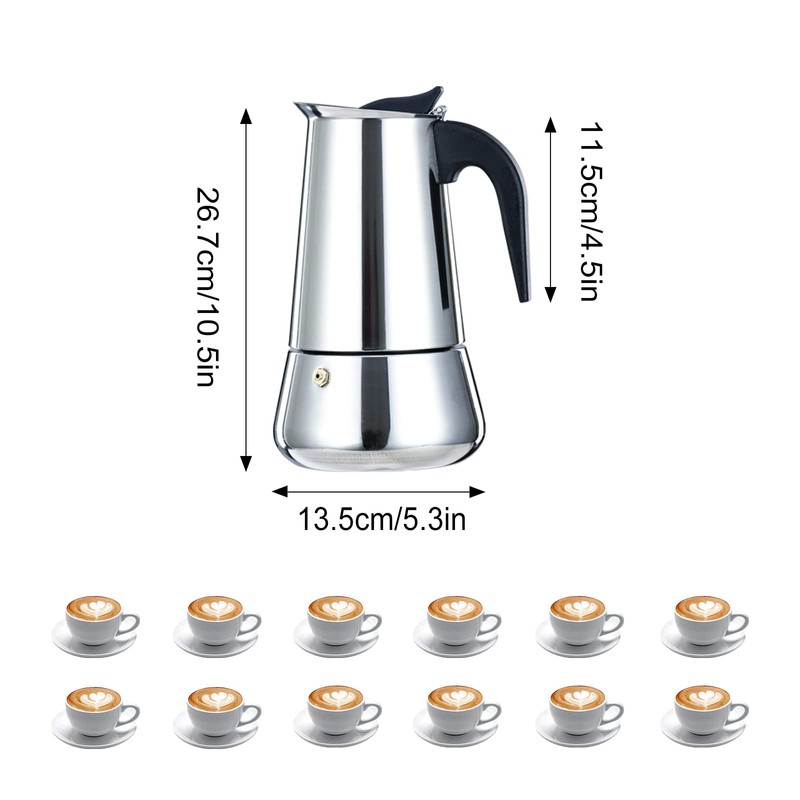 Vaolvpant 12Cup Big Belly Moka Pot Percolator Italian 600ML 20oz