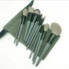 Set Brochas De Maquillaje 13 Pzs Profesional+bolsa Brocha Color Verde