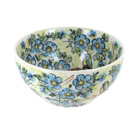 Blue Rose Polish Pottery - Blue Bluebird Garden Cereal/Soup Bowl - 6" Diameter - Great for Everyday Dining, Casual Dining, or as Formal Dinnerware