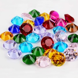 ToBeIT Acrylic Diamonds Colourful Approx. 145 Pieces 20 mm Diamond Crystals Transparent Crystal Transparent Table Decoration Confetti Wedding Decoration (20 mm Diamonds Colourful)