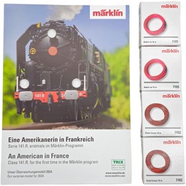 Accessory Set with 2 x Märklin Cable Brown + 2 x Red Cable (Each 10 m, 7102 & 7105) + Poster Locomotive - Compatible with Model Railways H0 N Z