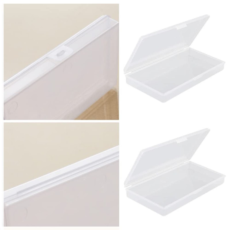 Eleanly 4 Pcs Small Plastic Box Rectangular Empty Mini Clear