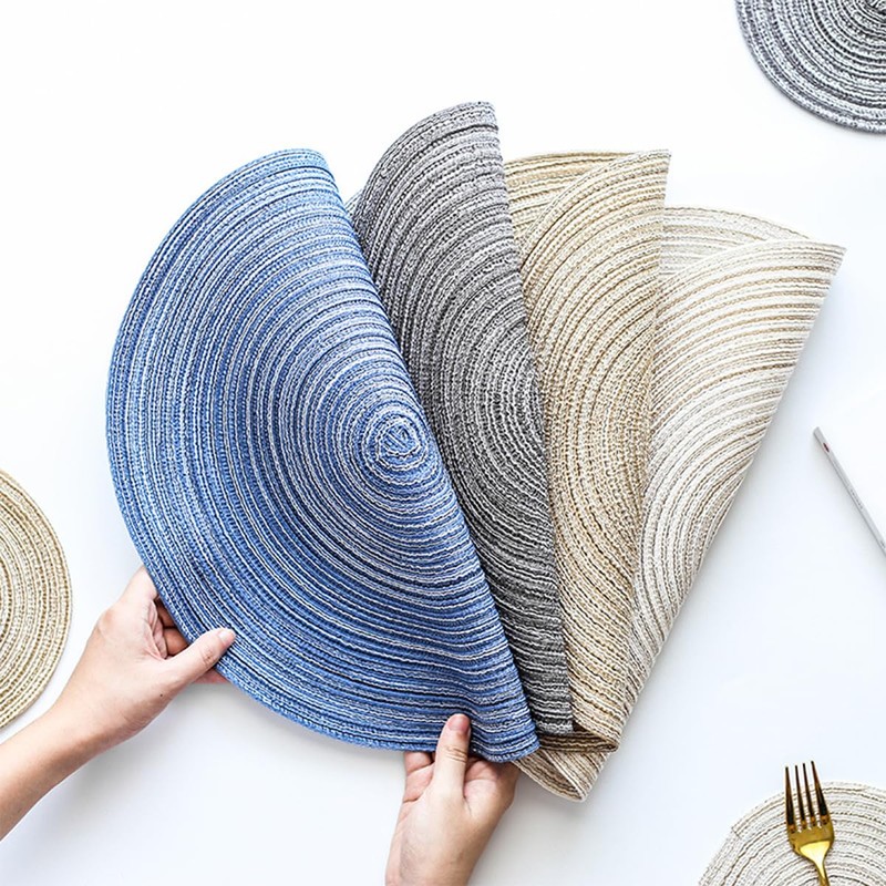 Soulnioi Cotton Place Mats Round Table Placemats 38cm Heat Resistant