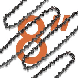 [2 Pack] 8 Inch Chainsaw Chain 3/8" LP Pitch .050" Gauge 33 Drive Links,8 Inch Replacement Saw Chains,Fit for SWJ800E,Chicago,Greenworks and more S33