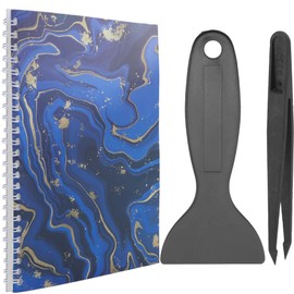 CRASPIRE Reusable Sticker Book Sticker Midnight Blue Collecting Book Album A5 Size 32 Sheets Reusable Sticker Organizer Storage Book Sticker Book with Tweezer and Spatula