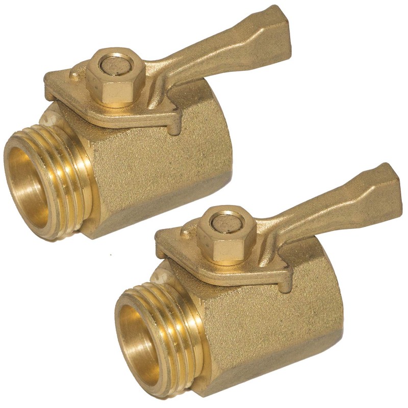 Hourleey 2 Pack Solid Brass Garden Hose Shut Off Valve