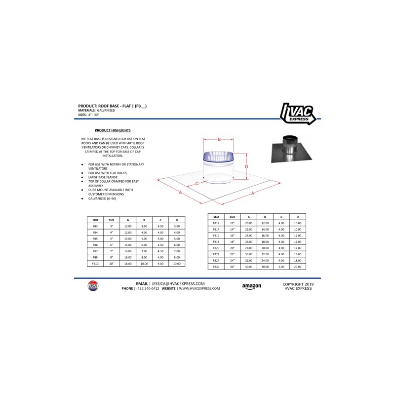 Flat Roof Jack Base (6 Inch) (FB 6)