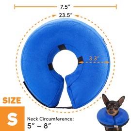 BENCMATE Protective Inflatable Collar for Dogs and Cats - Soft Pet Dog Cone Recovery Collar Does Not Block Vision E-Collar(Small, Blue)