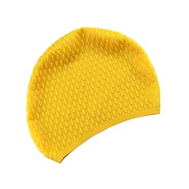 Homoyoyo Gorro de Natación de Silicona para Mujer, Talla Única, Color Amarillo, Diseño para Cabello Largo y Protección de Orejas, Adecuado para Piscin