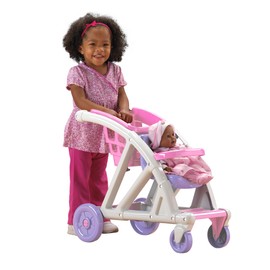 American Plastic Toys Shop with Me Stroller for Toddlers & Kids Ages 2 and Up | 2-in-1 Stroller and Shopping Cart | Made in USA from Safe Plastics | Learn Imaginative Roleplay and Motor Skills