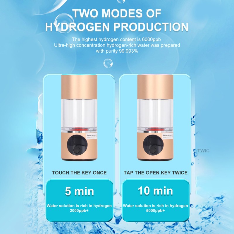 Hydrogen Water Bottle High Efficiency Portable Single Cycle 2000ppb/5Min 5000ppb/10Min