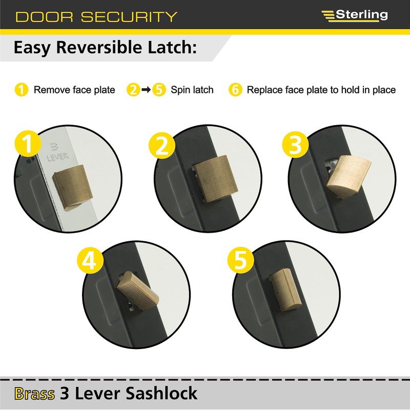 Sterling MLS325 2.5-inch/65mm 3-Lever Sashlock - Brass