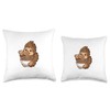 Kawaii Bigfoot Eating Ramen Noodles Sasquatch Throw Pillow