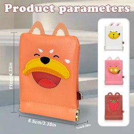FuninCrea Small Ladies Purse Creative Cartoon Fruit Animal Coin Purse for Women and Girl, PU Leather Women Wallets Automatic Shrapnel Closure Card Holder Wallet for Card Coin Lipstick (Style 2)