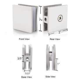 SUNNY DEPOT CCH0 2" x 2" U-Clamp Clip Glass to Wall Frameless Shower Door Chrome Stainless Steel