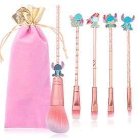 5PCS Pink All-in-One stch Makeup Brush Set – For Eyeshadow, Eyebrows, Eyeliner, Lips & Concealer, Wonderful Birthday & Holiday Pick for Girls