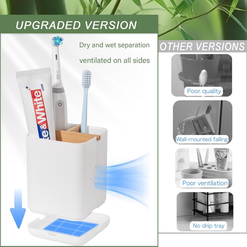 Toothbrush Holders for Bathroom Countertop, Detachable Electric Toothbrush Holder with