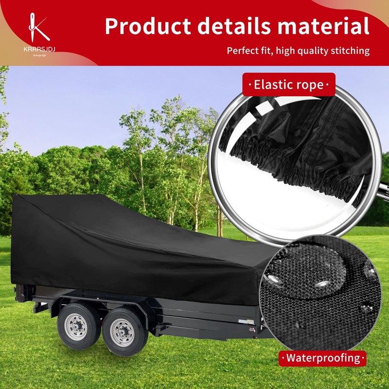 Utility Trailer Cover(with ramp gate),Waterproof Windproof Heavy Duty Black Dump