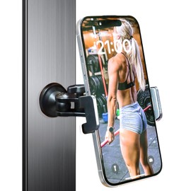 PAFXMT Gym Magnetic Phone Holder Mount,Heavy Duty 360° Rotation Non-Slip Clamp, Ultra-Strong Neodymium Magnet for Treadmill, Exercise Bike, Weight Bench,Universal Fit All Smartphones,Black