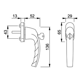 HOPPE Duraplus Atlanta Window Handle in Aluminium Steel / Lockable / (with TBT4)