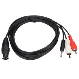DIN 8 Pin to 3.5mm 2 RCA Cable Male to Male Big DIN Sound Adapter Cord for Amplifier Receiver Subwoofer 5.9ft