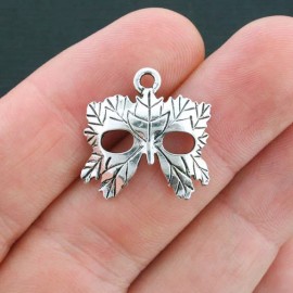 Unbranded 6 Mask Charms Antique Silver Tone Masquerade Leaf Mask - SC4044