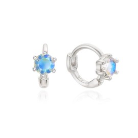 OST Basic Opal One Touch Silver Piercing (OTEP24706NWS) White / 오에스티 베이직 오팔 원터치 실버 피어싱 (OTEP24706NWS) 화이트