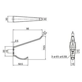 Sugita Ace 163-429 SUS L-Shaped Hat Hook, 3 Holes
