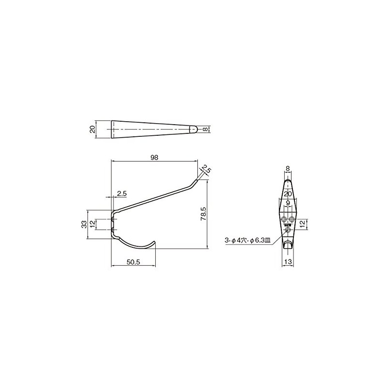 Sugita Ace 163-429 SUS L-Shaped Hat Hook, 3 Holes