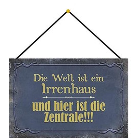 generisch Tin Sign 20 x 30 cm Curved with Cord Die Welt ist ein Madenhaus Decorative Gift Sign