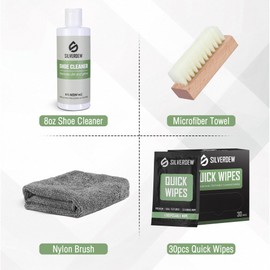 SILVERDEW 33PCS Shoe Cleaning Kit, 8oz Shoe Cleaner, 30 Pack Sneaker Wipes, Nylon Brushes & Microfiber Towel for Sneaker, Leather, Mesh & Canvas