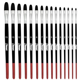 Sdanart Filbert Paint Brushes Set,15 PCS Different Sizes Artist Brushes For Watercolor Acrylic Gouache Oil Ink Details And Large Areas Painting,Professional Filbert Art Brush For Artists And Beginners