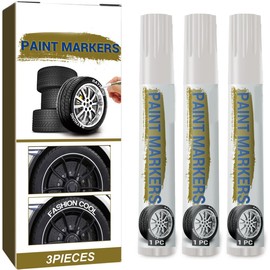 Altaroo Pack of 3 Tyre Pens, Tyre Pens, White Waterproof Tyre Pens, White Tyre Pen, Large Capacity for Car, Motorcycle, Tyres, Glass, Metal, Rubber
