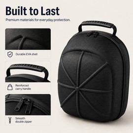 6-Cap Baseball Hat Travel Case with Hard EVA Shell, Portable Cap Storage Carrier Bag with Adjustable Shoulder Strap and Handle for Snapbacks, Fitted Hats, Trucker Caps and Travel Organization