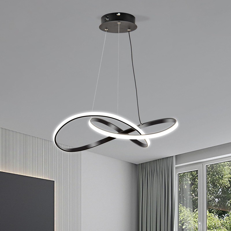 Viruhaka Modern LED Pendant Light Fixture,Black Contemporary Ceiling Hanging Fixture