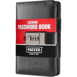 Vaultz Secure Locking Password Book (6.5" x 4.25") - 3-Digit Combination Lock, Organized & Portable with 100 Pages, Holds 125 Passwords - Mobile Memory Aid, Lightweight & Convenient Extras Included