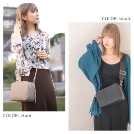 MALTA Women's Shoulder Bag, Cross-body Design, Double Zipper, 2-Way Strap, Wide Wide, Reduces Strain, Smaller, Large Capacity, Lightweight, Bag, ashbrown