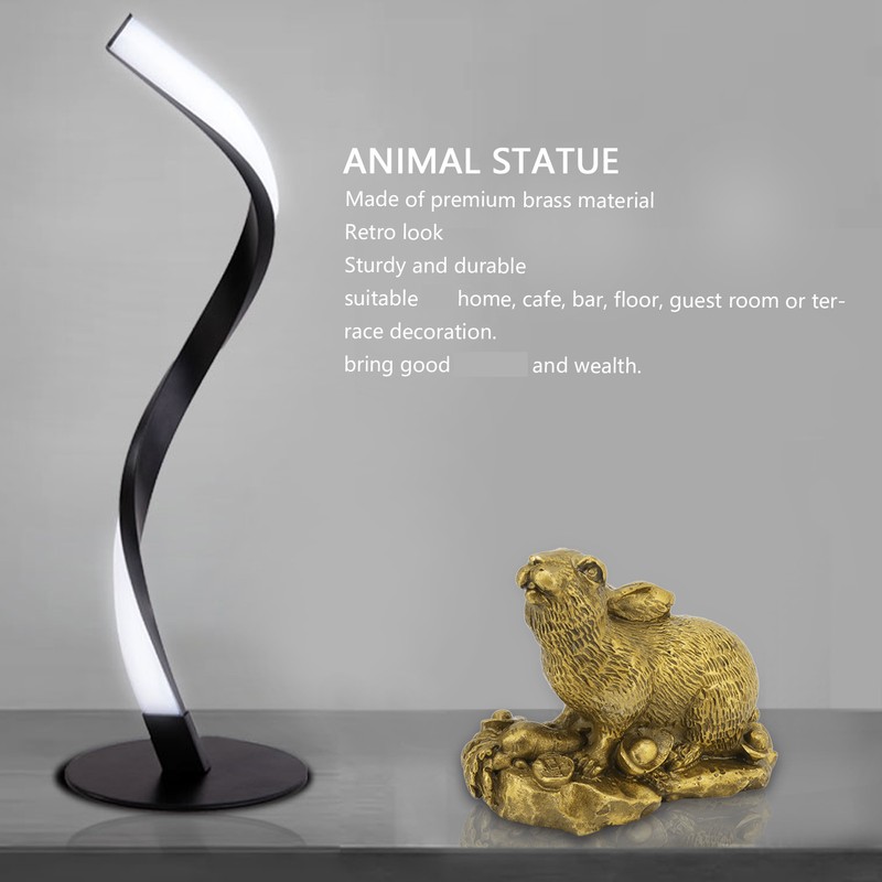Bunny Statue Sturdy Brass Retro Look Fine Details Stable Durable