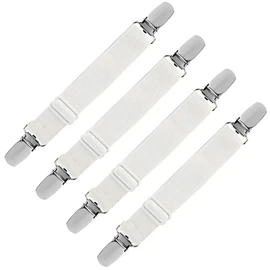 LIHAO 4PCS Adjustable Bed Sheet Clips Elastic Fitted Bed Sheet Fasteners Mattress Holder Elastic Clips for Sheets and Ironing Boards(White)