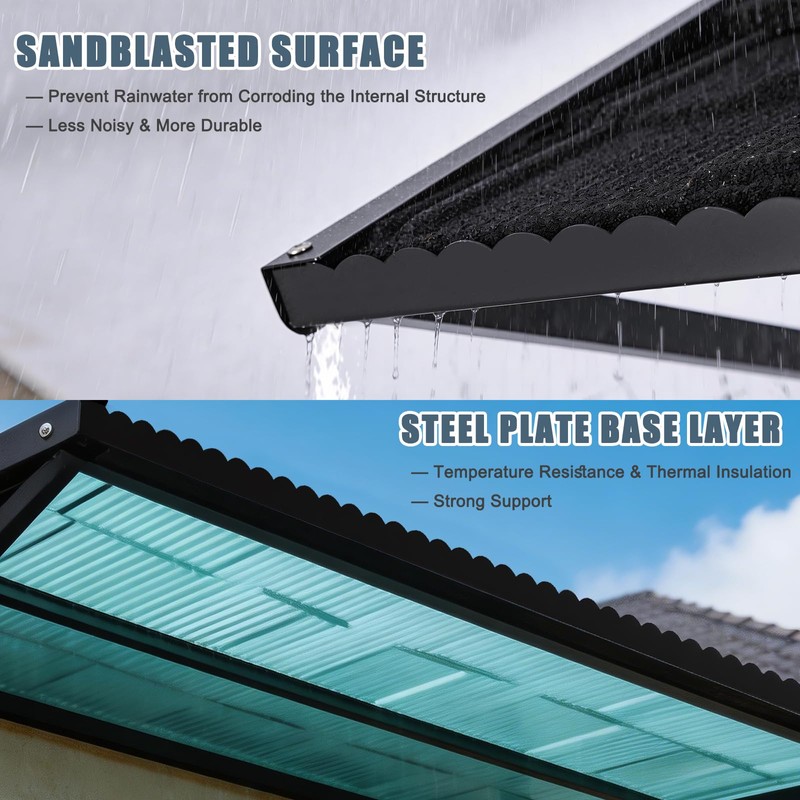 53" x 32" Fixed Metal Awning for Doors, Windows, Balcony,