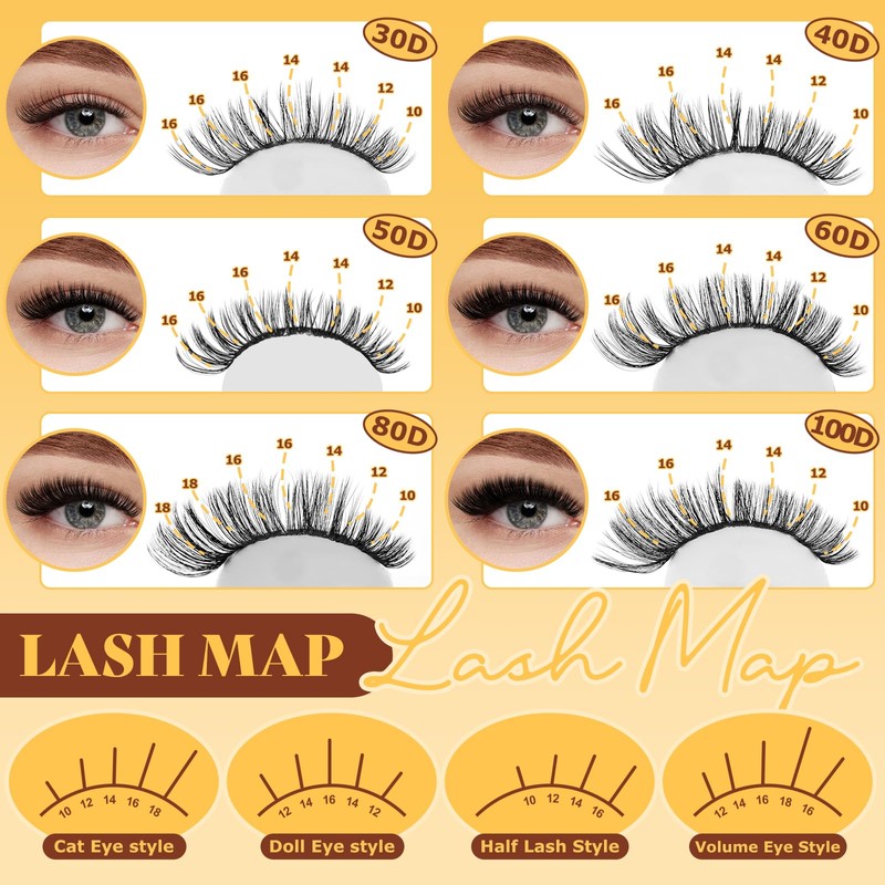 QUEWEL 580PCS Lash Clusters Kit 30D+40D+50D+60D+80D+100D Lashes Clusters Kit 10-18mm