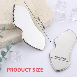 Molain Stainless Steel Gua Sha Facial Tools, Metal Detail Gua Sha Stone Face Comb Body Lymphatic Drainage Massager Face Guasha Face Sculpting Tool Skin Care with Travel Pouch(Pack of 2)